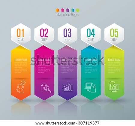 Infographic design template can be used for workflow layout, diagram, number options, web design. Infographic business concept with 5 options, parts, steps or processes. Abstract background.