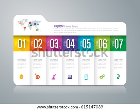 Folder infographics design vector and marketing icons can be used for workflow layout, diagram, annual report, web design. Business concept with 7 options, steps or processes.