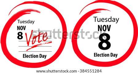 Calendar US General Election Day Circled November 8 2016- 2 styles of image