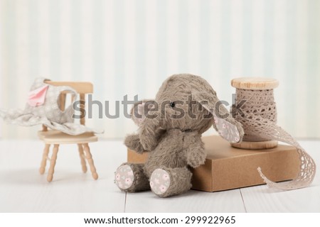 Handmade Elephant Soft Toy. Traditional Teddy Style.