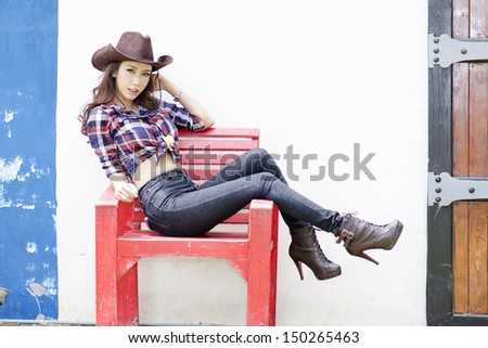 sexy woman with cowboy hat