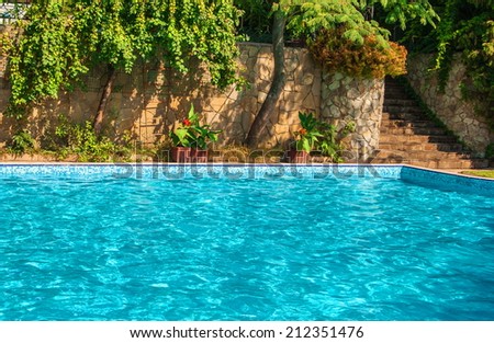 Pool with blue water in the park