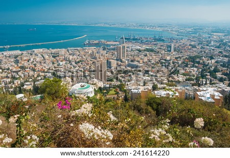 View of the city and port of Haifa from Mount Carmel