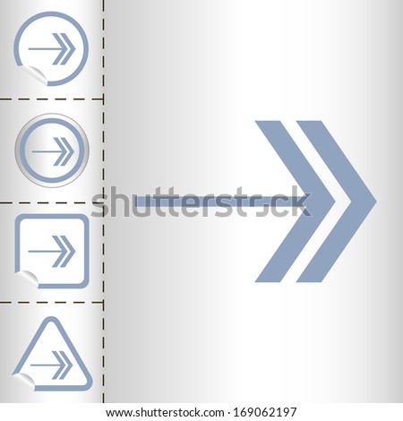 simple icon set of arrows on sticker button different forms in modern style. eps10 vector illustration