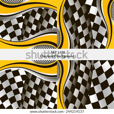Set of checkered vector flag background. Sport wallpaper set eps10