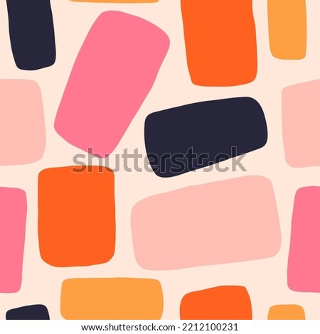 Abstract seamless texture with different rectangles. Vector geometrical pattern with hand drawn shapes. Multicolored background