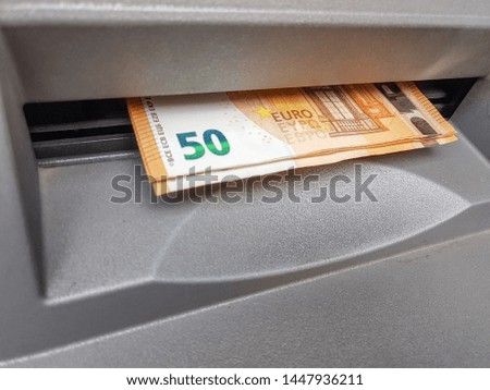 monye bankotes on atm slot 50 euros banking background Zdjęcia stock © 