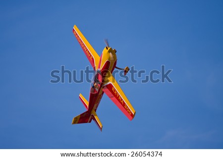 CAPE CORAL, FL. - FEBRUARY 22: Alex Miller\'s remote control airplane in action in Cape Coral, Florida in preparation for the Gathering of the Giants air show which will be held on March 21 & 22, 2009.