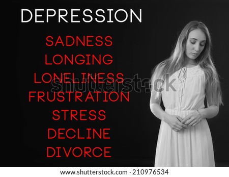 Depression depressed person who is under constant stress. Women often subjected to stress, in consequence of which they can develop a depressive state of the individual. Concept - Information message.