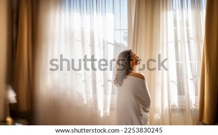 Similar – Foto Bild Frau am Fenster