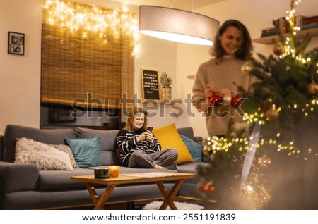 Similar – Image, Stock Photo Loving lesbian couple spending good time together,