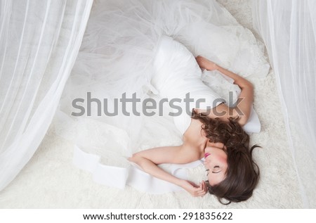 beautiful bride in wedding dress, studio