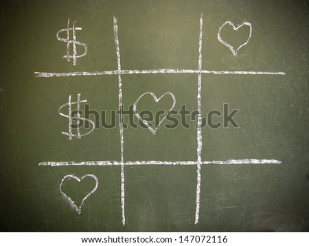 TicTacToe love against money and win the love