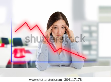 Business woman watching the failure in the world of investments