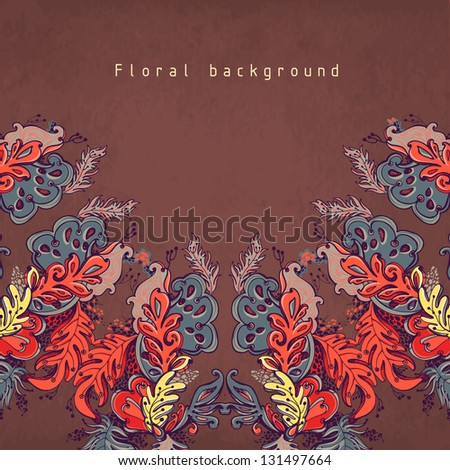 Hand Drawn floral vintage ornaments with flowers. vector  background