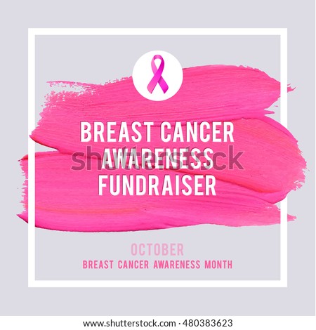 Breast Cancer Awareness Creative Pink Poster. Brush Stroke and Silk Ribbon Symbol. World October Breast Cancer Awareness Month Banner. Pink stroke and text. Medical Design 