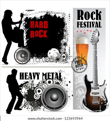 Hard and heavy metal banner set