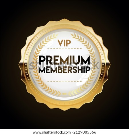 Vip premium membership golden badge on black background