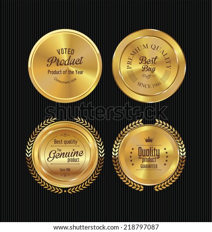 Golden Badges Free Vector | Download Free Vector Art | Free-Vectors