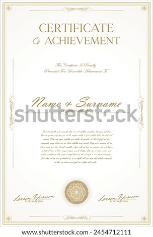 Certificate or diploma template retro design illustration 