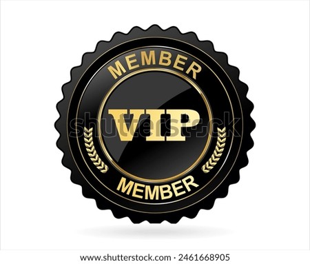 VIP premium membership golden badge on white background