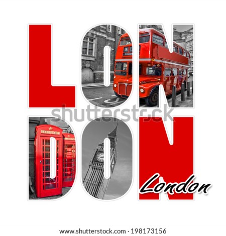 London letters  isolated on white background
