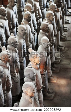 XI\'AN, SHAANXI/CHINA - OCTOBER 10: Warriors of the Terracotta Army, a collection of sculptures depicting the armies of the first Emperor of China, on October 10, 2009 in Xi\'an, China.