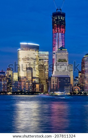 Skyline of New York with 1WTC, freedom tower, USA