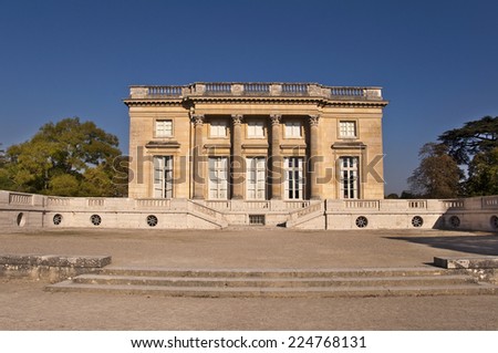 VERSAILLES, FRANCE - OCTOBER 1:  The castle of Petit Trianon, a famous small castle located on the grounds of the Palace of Versailles, on October 1, 2014 in Versailles, France