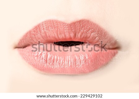 Girl natural lips close up