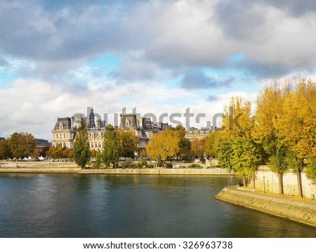 The river Seine in autumn, Paris France