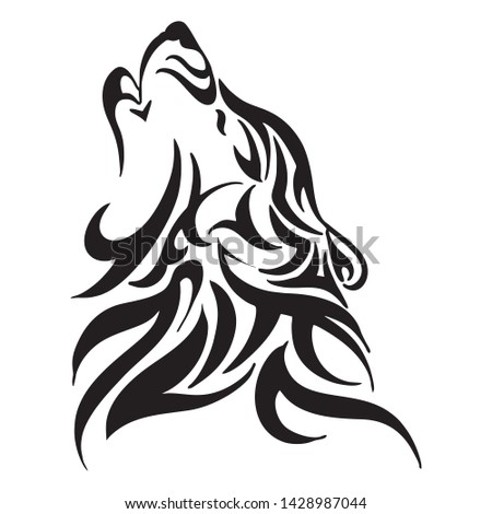 tribal wolf howl head tattoo vector isolate