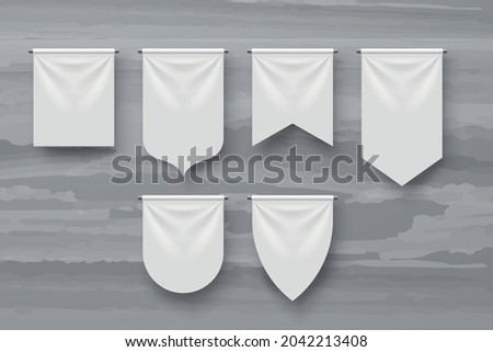 realistic white pennants various shapes in set Imagine de stoc © 