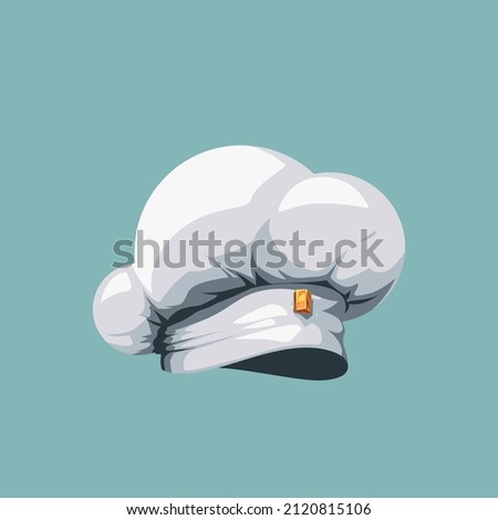 white cartoon style chef hat on blue Foto stock © 