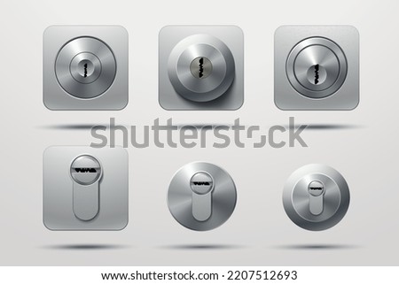 door locks in set isolated on white