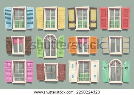 window shutters in various style in set