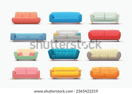 a various couches front view in set