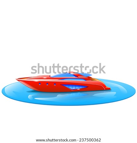 illustration of  red sport boat on water