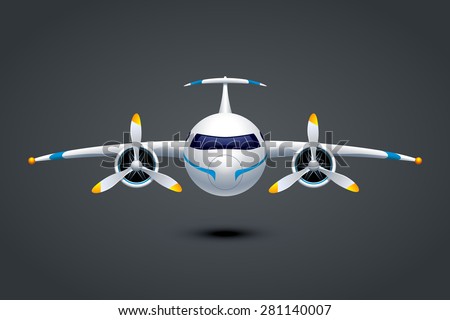 illustation of plane with two propeller engine on dark background