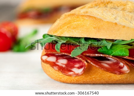 Baguette Sandwich with pepperoni