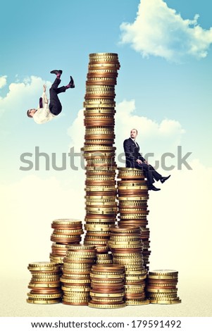 man fall from money tower