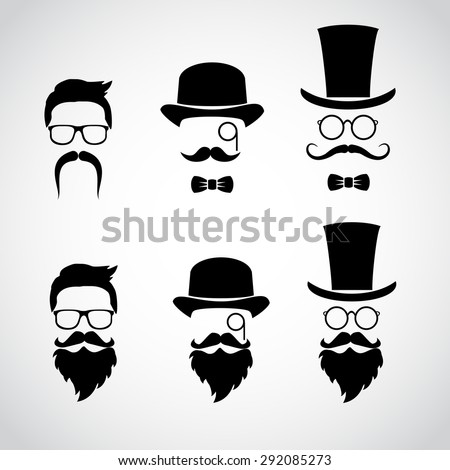 Retro gentleman icon set. Vector art.