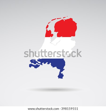 Traditional colors and flag of Netherlands, Holland. Vector art.