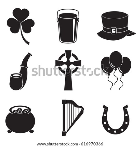 Ireland - collection of irish icons and symbols. Vector art.