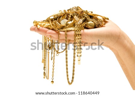 Similar – Image, Stock Photo hand holding a gold gift box with gold ribbon,bokeh sparkle background, Christmas or Birthday present concept with space for text