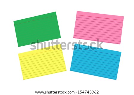 Different Colored Blank Index Cards/ Isolated On White Background/ Horizontal Shot  Stockfoto © 
