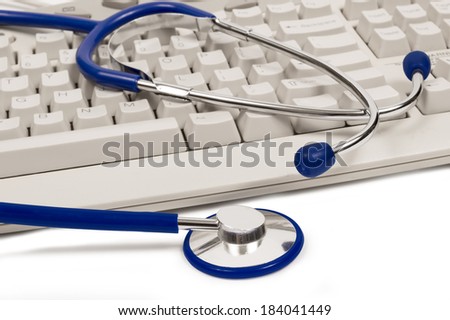 Computer Keyboard And Stethoscope/ Research Medical Advice Online