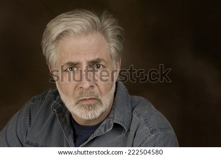 Horizontal Shot Of Man Showing Fear Or Anxiety/ Fear And Anxiety