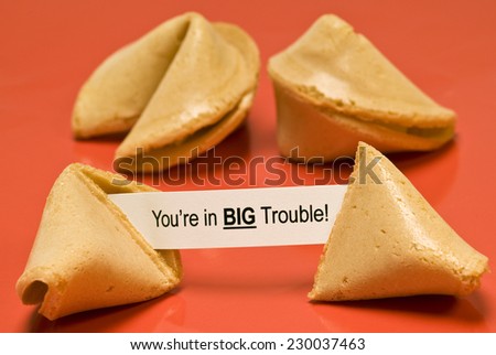Broken Fortune Cookie Saying, \'You\'re In Big Trouble\'