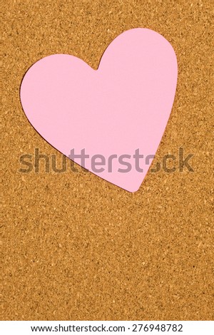 Heart Shaped Sticky Note On Bulletin Board/  Blank Heart Note On Bulletin Board